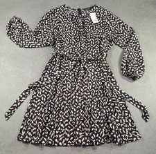 Dorothy Perkins BNWT Long Sleeved Belted Dress Womens UK 18 Black Work Office