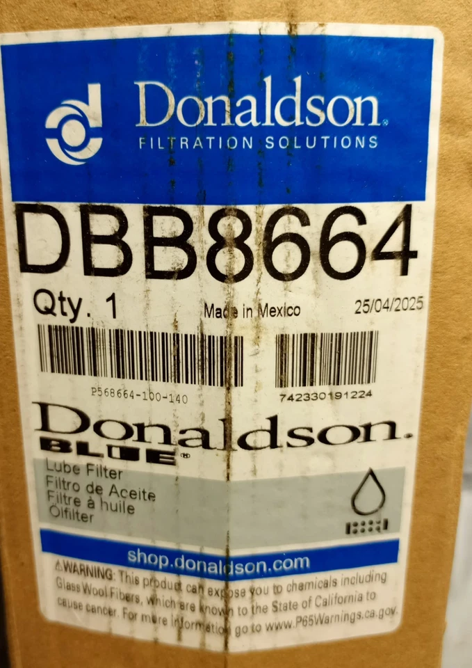 Filtro lubricante de filtración de fluido a granel Donaldson DBB8664 Foto 3 de 3