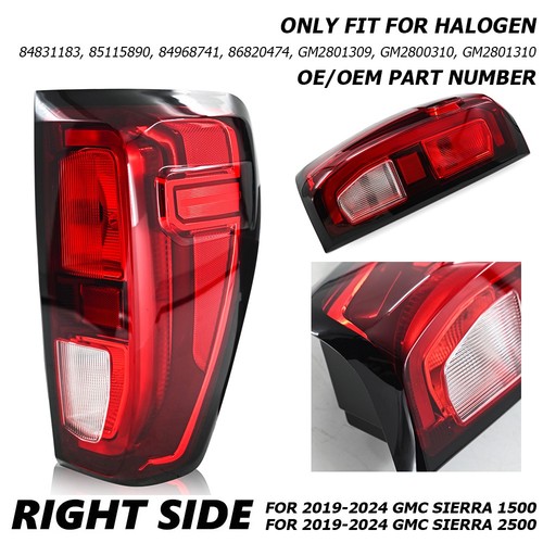 Tail Light For 2019-24 GMC Sierra 1500 2500 HD Right Passenger HALOGEN Rear Lamp - Foto 5 di 10