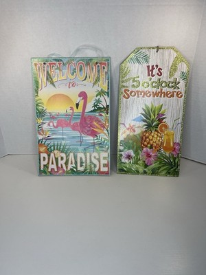 Porch/Patio Outdoor Decor Signs It s Five O clock Somewhere/Welcome To Paradise