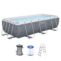 Steel Pro Max™ Frame Pool Set Mit Filterpumpe 404 X 201 X 100 Cm, Marmor-Optik (