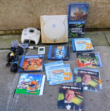 Sega Dreamcast Console & Controller Cables + VMU 9 GAMES Working YELLOWING NOTES