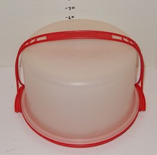 Tupperware Red Handle Cake Taker Carrier Round Container 10" 684-2 Vintage
