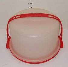 Tupperware Red Handle Cake Taker Carrier Round Container 10" 684-2 Vintage