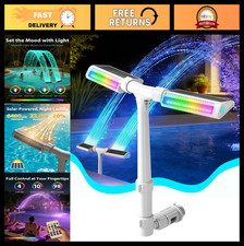 Solar Pool Fountain with LED Lights for Above Ground Inground Pools, White