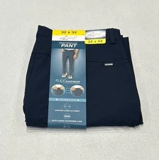 Greg Norman Men’s Performance Flex Waistband Snap Button Pants, Blue, Size 32X32