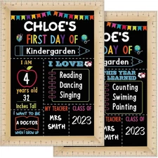 Pajean First and Last Day of School Board Sign Chalkboard with Brown, Black 