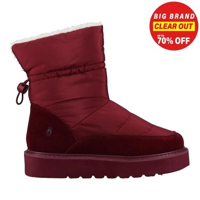 Hush Puppies Hush Puffies bequeme lässige Damen-Hausschuhe im Stiefelstil burgunderrot
