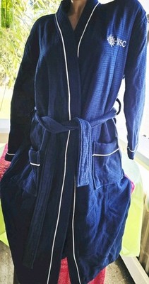 Msc Cruise Ship Bath robe Wrap Rare Cotton Terry Waffle Navy Long Men Women M L 