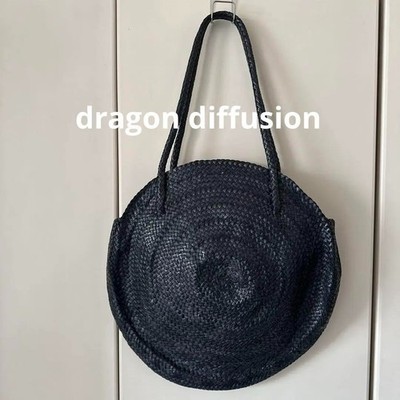 Dragon Diffusion Leather Mesh Circle Lady s Shoulder Bag Navy Used Rare