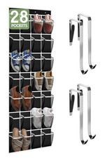 28 Compartment Over the Door Shoe Organizer, Breathable Mesh Large Shoe Rack ...