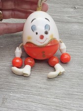 VTG Baby Rattle Crib Toy Humpty Dumpty Red Hong Kong Made Vintage 1960s
