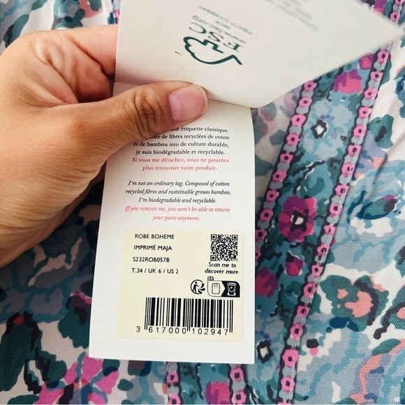 New Sezane Boheme Floral Print Women's Dress Size 2 image 6