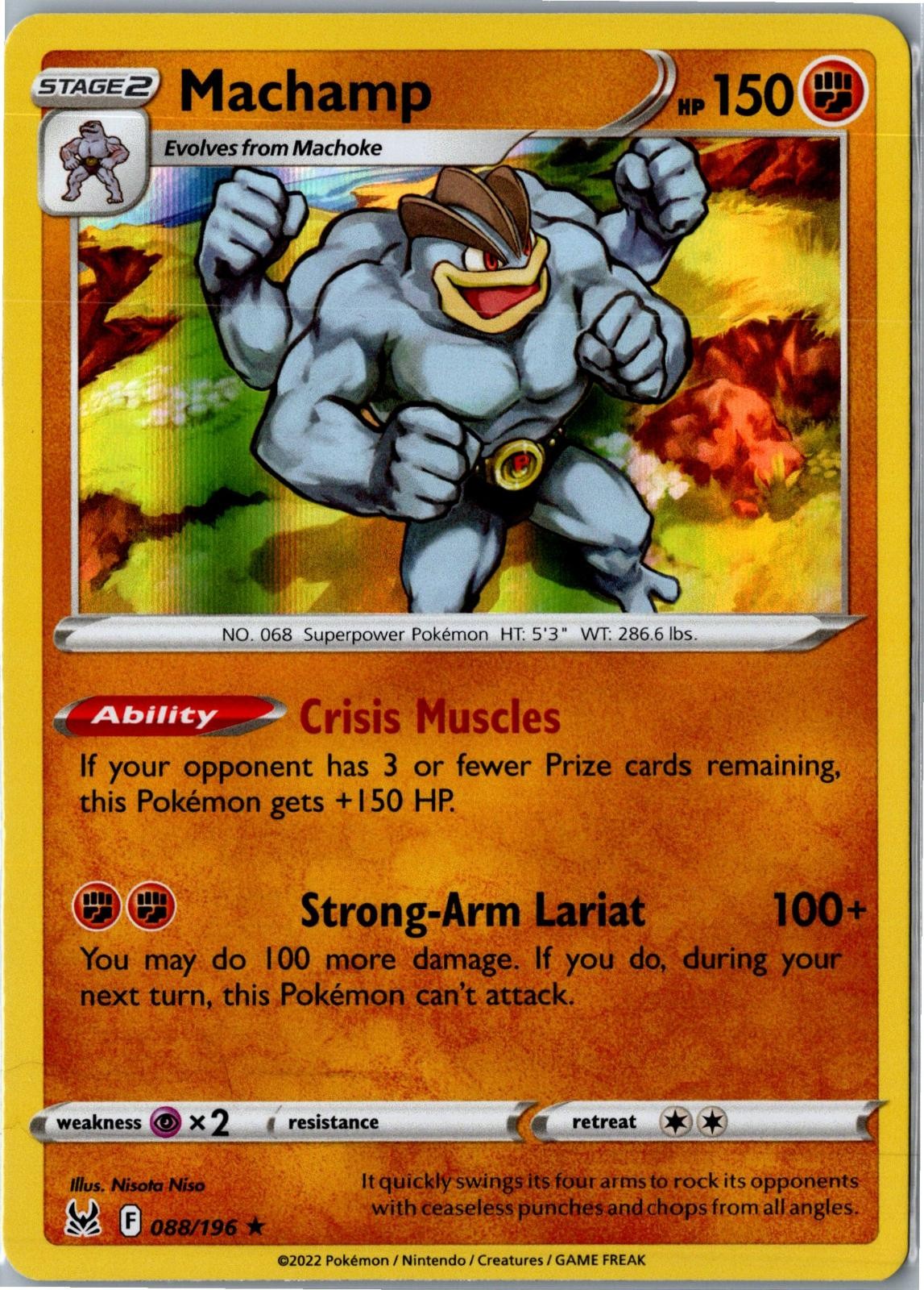 Pokemon Card - Machamp Lost Origin 088/196 2022 Rare Holo Holo Lightly Played