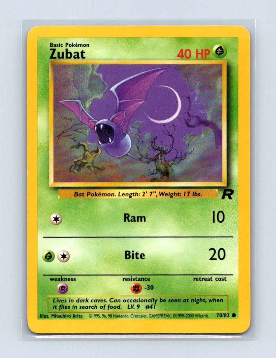 Zubat 70/82 Common Team Rocket Pokemon Unlimited Lightly Played