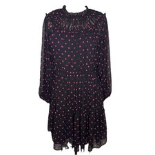 Ann Taylor Chiffon Polka Dot Knee Length Balloon Sleeve Dress Sz 8