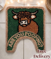 Highland Cow Bathroom Rug are You Pooping Funny Toilet Mats for Bathroom U Sh...
