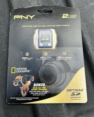 PNY Optima 2GB SD Card P-SD2GB-EF Ultra High Speed Memory New