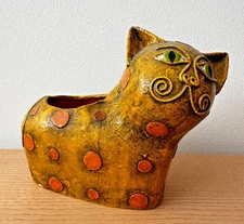 Gemma Taccogna Paper Mache Cat Sculpture Mexico