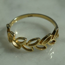 14k Yellow Gold Leaf Vine Openwork Band Ring ...