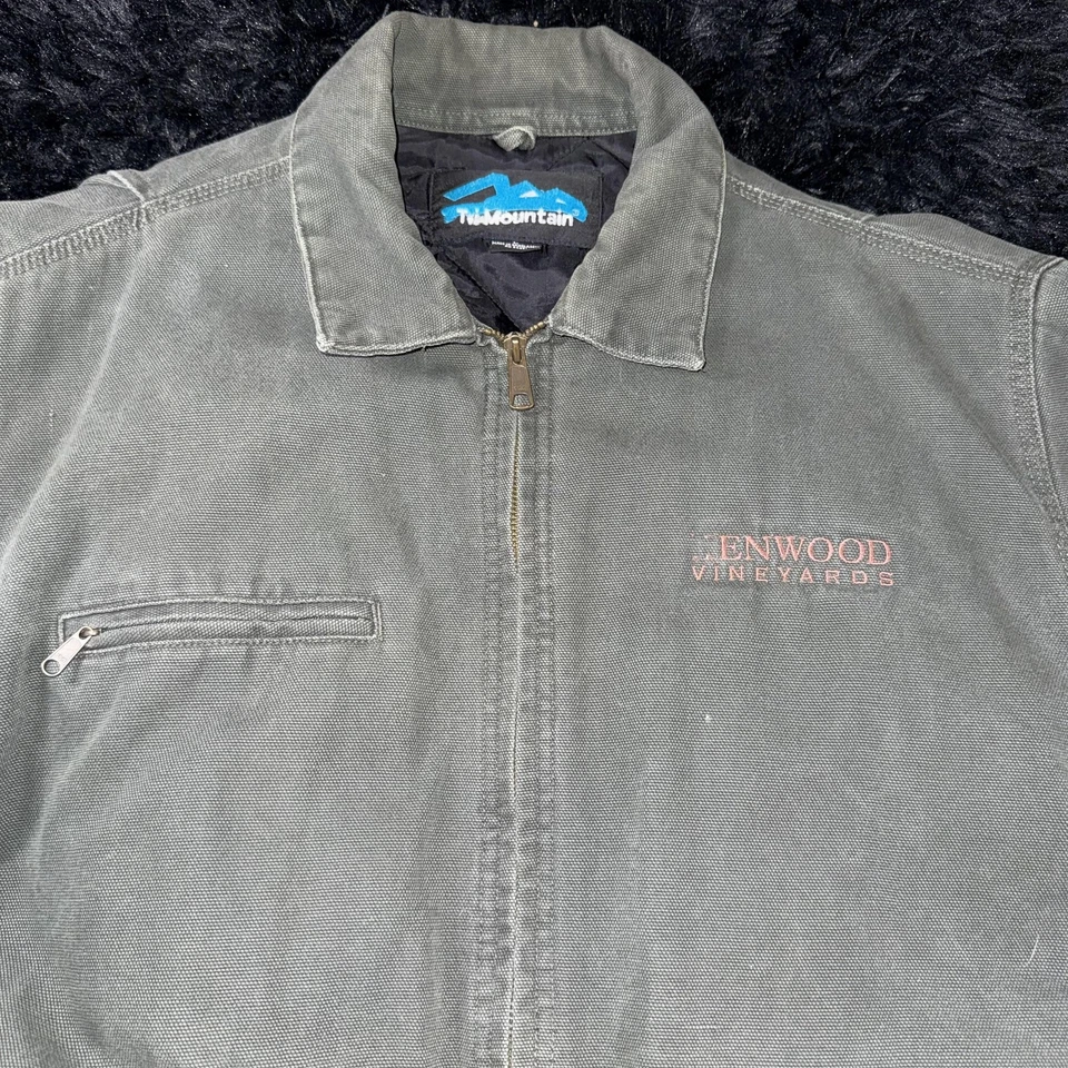 Chaqueta Kenwood Vineyards Para Hombre Grande Verde Lona Cremallera Acolchada Forrada Tri-Montaña Foto 2 de 4