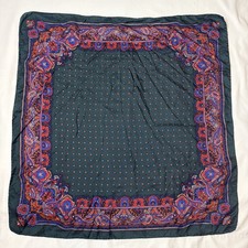 Echarpes Silk Emerald Green Red Floral Paisley Scarf Bandana 30  X 30  