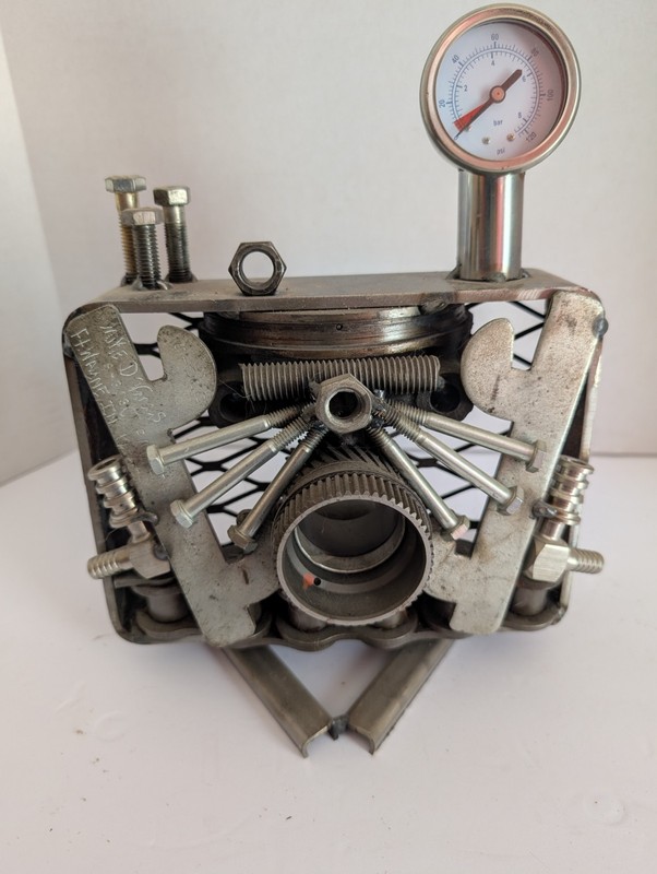 Vintage Abstract Steam Punk Handmade Welded Camera Parts Display Sculpture