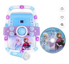 Disney Frozen Anna and Elsa karaoke machine blue with cd and two microphones
