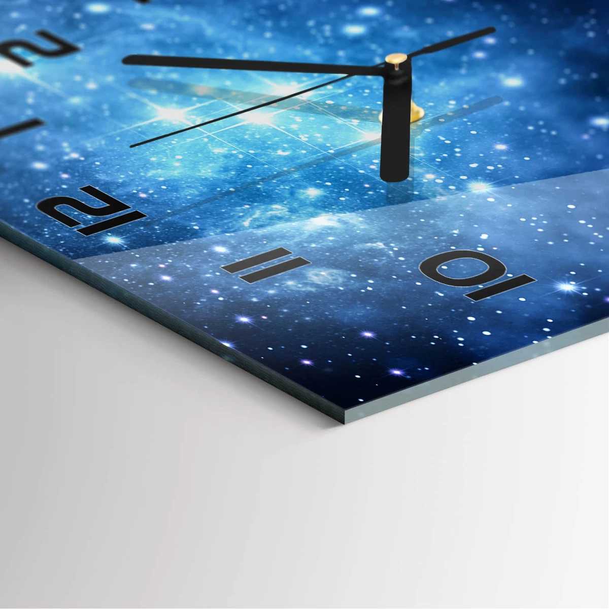 Reloj de Pared Rectangular Horizontal Vidrio Templado Premium Luna 60x30 cm