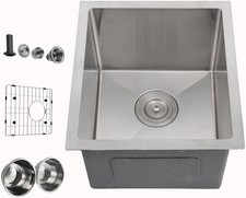 15'' Undermount Single Bowl Kitchen Sink 304 Stainless Steel Brushed 15x17x10