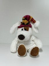 Animal Alley Plush White Dog In Colorful Knit Hat 10"