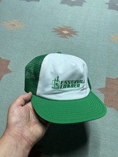 Vintage 80s trucker hat mesh cap Essexville Lumber green white made in USA