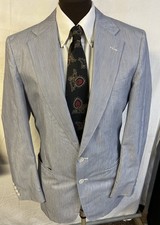 Vintage Men's Palm Beach Blazer Sport Coat Suit Jacket Sz 38 Blue/Wh Pinstripe