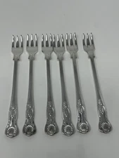Set of 6 EPNS A1 Sheffield Fruit/Dessert Forks, King’s Shell, ~6”