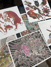 6 Tattoo Flash Sheets Various Artists No Line Drawing