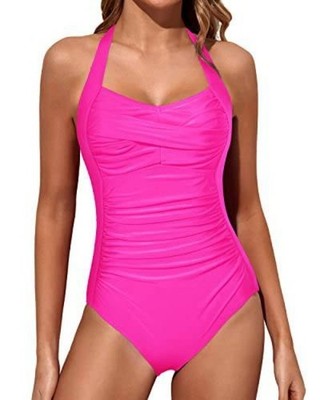 New Women's Tempt Me Tummy Control One Piece Swimsuit Push Up Slimming Halter Vi