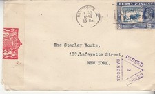 Burma: Censored Cover, L. Meyer, Rangoon, to New York, 1 July 1940