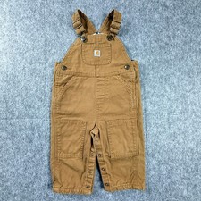 Carhartt Kids 12M Brown Flannel Lined Canvas Bib Overalls OX8645-B Snap Leg