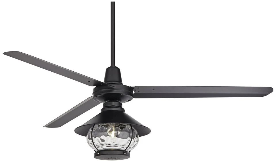 60" Modern Outdoor Ceiling Fan with LED Light Remote Matte Black Patio Exterior - Image 2 of 4