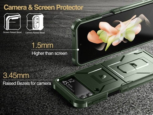 Dexnor for Samsung Galaxy Z Flip 4 Case Heavy Duty Rugged Cover with Kickstand - 第 47/60 張圖片