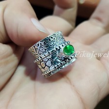 Chrome Diopside Gemstone 925 Sterling Silver Ring Handmade Spinner Jewelry