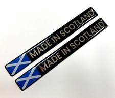 2 x 120mm 'MADE IN SCOTLAND' Chrome Stickers Decals - Saltire Flag - GLOSS DOMED
