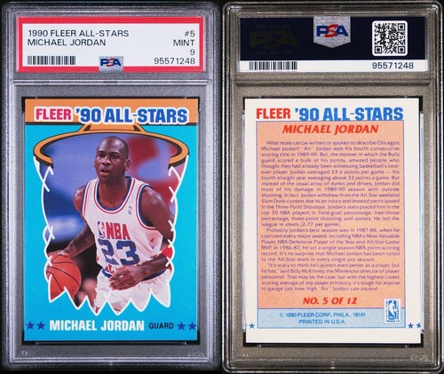 1990 Fleer #5 Michael Jordan All Star Chicago Bulls HOF PSA 9 - 第 3/3 張圖片