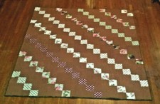 NEW Flannel Brown 4-patch Lap quilt-54" x 60" Patchwork Completed Finished