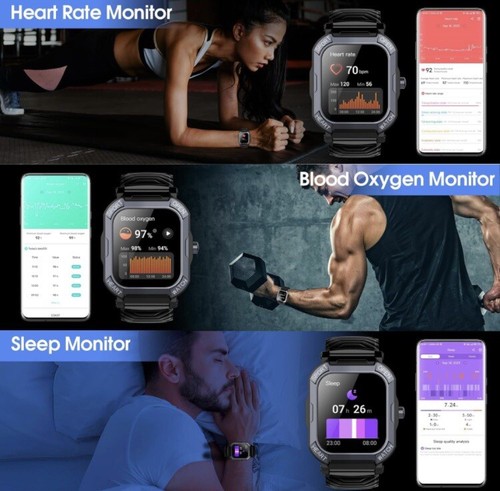 Smart Watch for Men Answer/Make Calls, 1.85" Touch Screen Smartwatch - Black - 第 4/7 張圖片