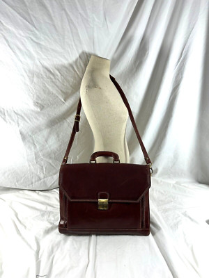 Vintage Italian floto brown leather briefcase attache messenger bag