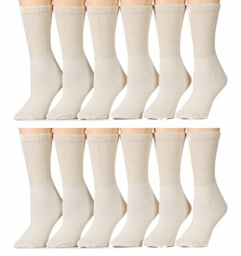 12 Pairs Women's Cotton Diabetic Non-Binding Crew Socks - Size 9-11 White - Bild 39 von 47