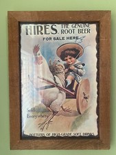 Vintage &ldquo; Hires&rdquo; Root Beer For Sale Advertising Ad 11.25x15.5 Glass/wood Frame