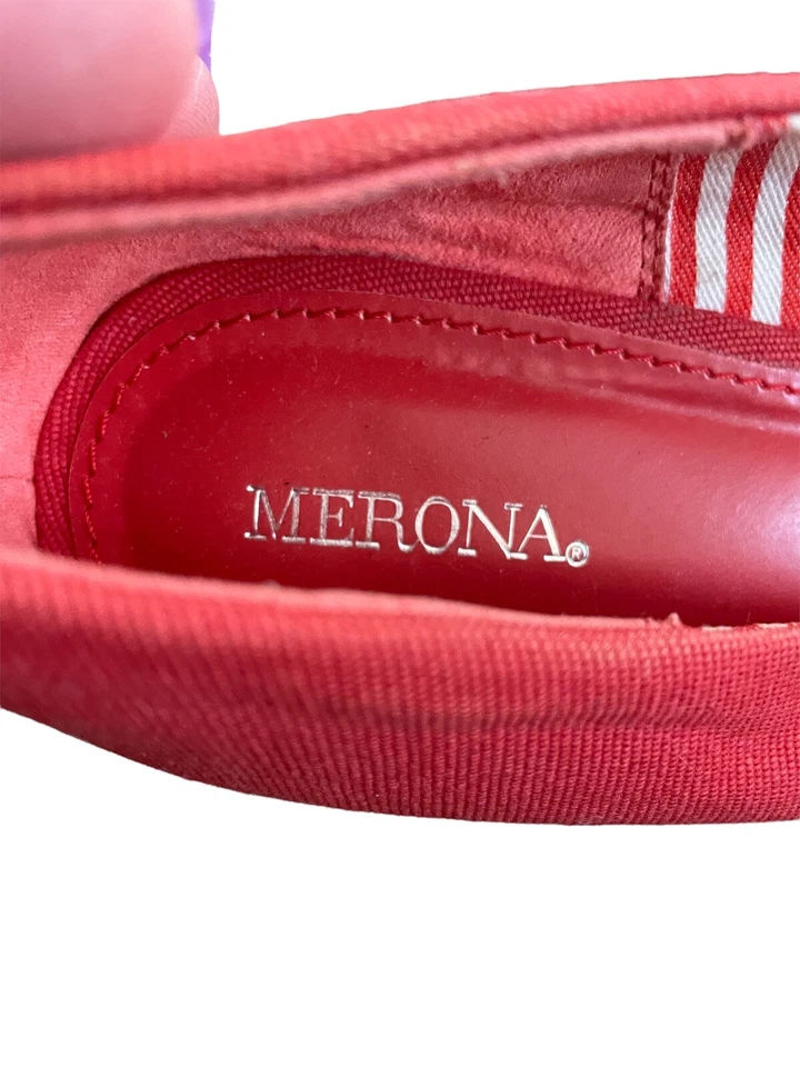 Merona Red Woman’s Wedge Espidrilles Sz 11 Canvas Upper Shoe Classic Wedgie - Image 4 of 4