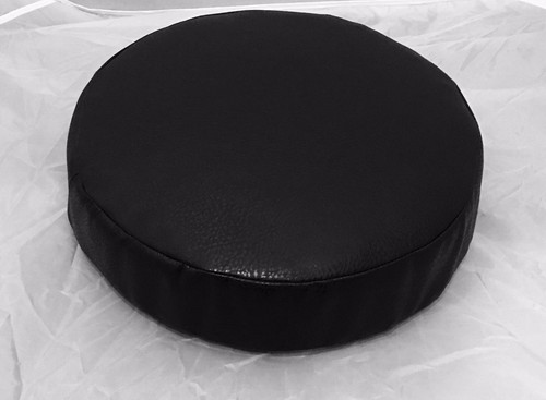 Round Cushion foam bar stool chair 4"x13.5" chenille red saxxon damask 1 piece - 第 1/2 張圖片